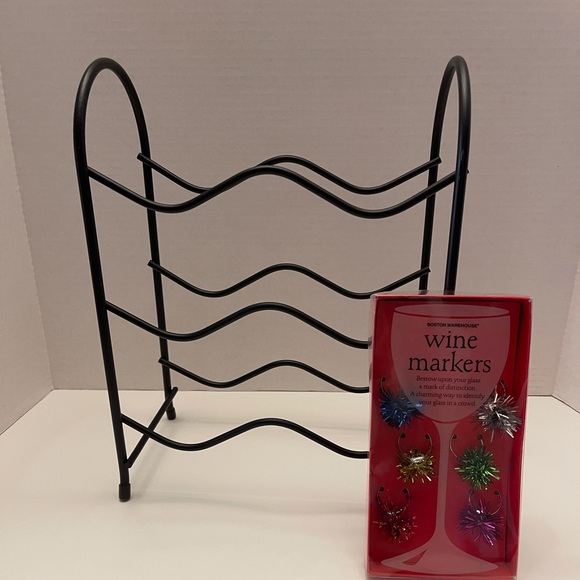 Wine Rack Metal Holds 6 Bottles and 6 Markers for Wine Glasses - Picture 7 of 7